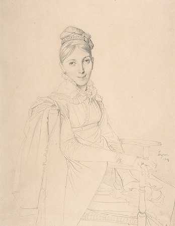 一位坐着的女士的肖像`Portrait of a Seated Lady (1814) by Jean Auguste Dominique Ingres