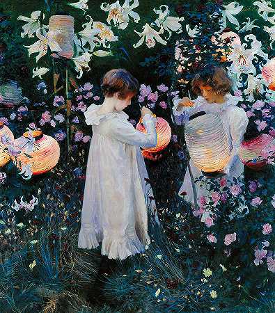 康乃馨，莉莉，莉莉，玫瑰`Carnation, Lily, Lily, Rose by John Singer Sargent