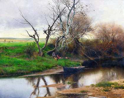 一段安静的河流`A Quiet Stretch of the River by Emilio Sanchez-Perrier