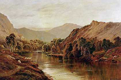 巴尔莫勒尔附近的迪伊`The Dee near Balmoral by Alfred de Breanski