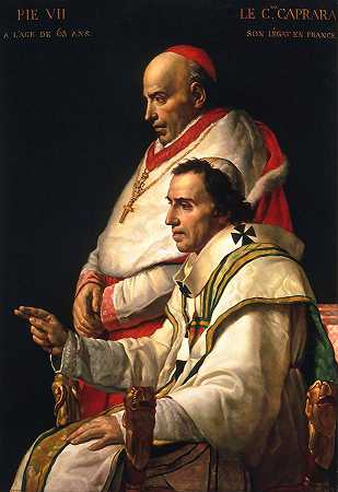 教皇庇护七世和卡帕拉枢机主教的肖像`Portrait of Pope Pius VII and Cardinal Capara by Jacques Louis David