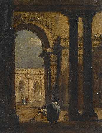 随想宫殿庭院`Capriccio; A Palace Courtyard (1790~93) by Francesco Guardi