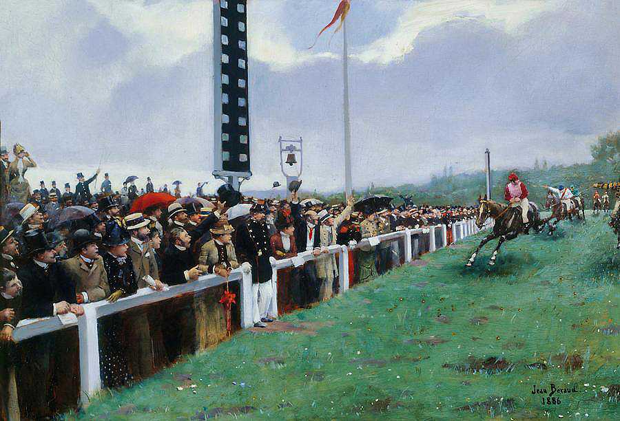 朗尚站比赛-抵达终点站`Races at Longchamp – Arrival at the Post by Jean Beraud