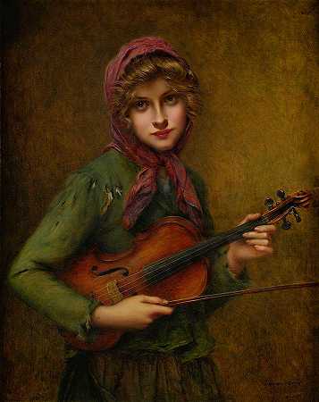 年轻的小提琴手`The Young Violinist by Francois Martin-Kavel