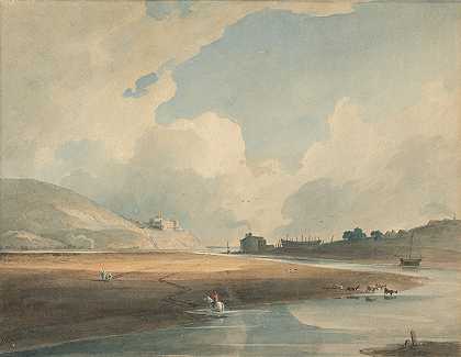 哈莱克城堡和特温渡口`Harlech Castle and Twgwyn Ferry (1804) by John Varley