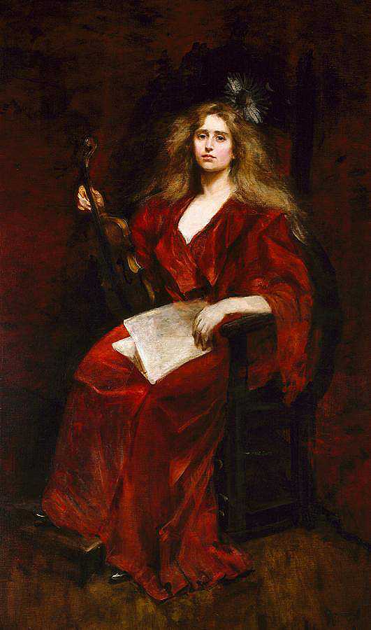 娜塔莉拉小提琴`Natalie with Violin by Alice Pike Barney