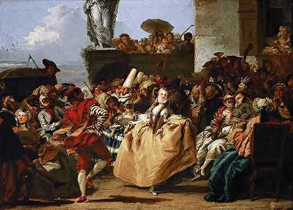 狂欢节场景还是小步舞`Carnival Scene Or The Minuet (1754~55) by Giovanni Domenico Tiepolo