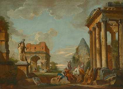 古典景观`Classical Landscape (c.1750) by Italian School