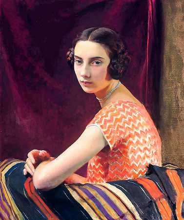 橙色连衣裙`The Orange Dress by George Spencer Watson