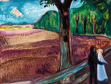 夏夜`Summer Night by Edvard Munch