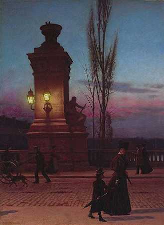 慕尼黑的路易斯桥`Louis Bridge in Munich (ca. 1890) by Aleksander Gierymski