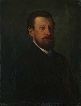 一个蓄满胡须的男人的肖像`Portrait of a man with a full beard (1870~1875) by Vojtech Klimkovič