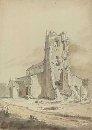 毁坏的教堂`Ruined Church (probably 1794) by Hendrik Frans de Cort