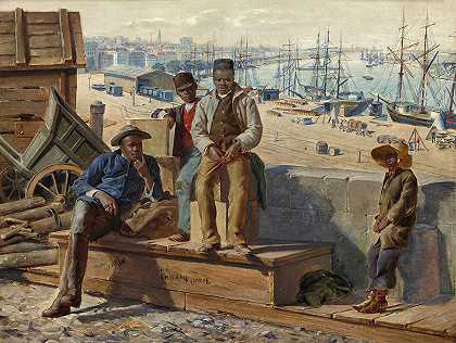 码头边的黑人男孩`Negro Boys on the Quayside by David Norslup