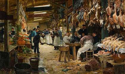 巴黎市场`The Parisienne Market by Victor Gabriel Gilbert