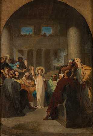 耶稣在医生那里`Jésus chez les docteurs (1865) by Felix-Henri Giacomotti