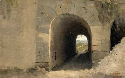 AUTEUIL-拱形通道`Auteuil~Un Passage Vouté by Jean-Baptiste-Camille Corot