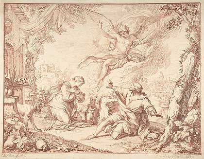 玛挪亚的牺牲`The Sacrifice of Manoah (18th century) by Jacques Dumont