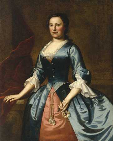 老塞缪尔·麦考尔夫人的肖像。`Portrait of Mrs. Samuel McCall, Sr. by Robert Feke
