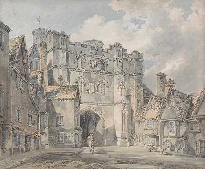 坎特伯雷基督教堂门`Christ Church Gate, Canterbury (1793 to 1794) by Joseph Mallord William Turner