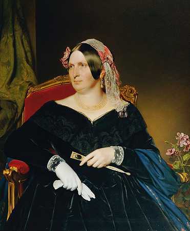 扶手椅上的女士`Dame im Lehnstuhl (1846) by Franz Eybl