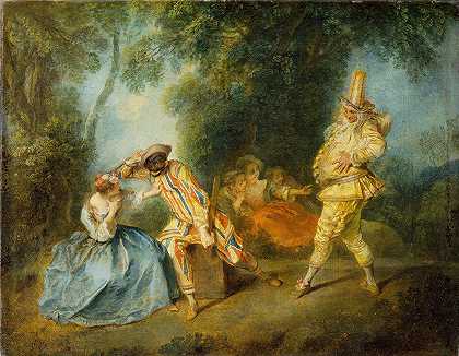 意大利喜剧场景`An Italian Comedy Scene (c.1734) by Nicolas Lancret