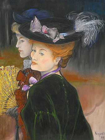 两个优雅的女人`Two Elegant Woman by Louis Anquetin