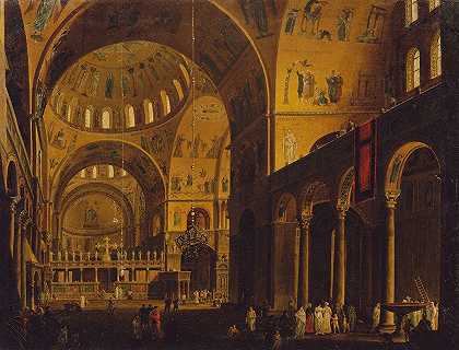 圣马可的屋内`Das Innere von San Marco (1815–1816) by Giuseppe Borsato