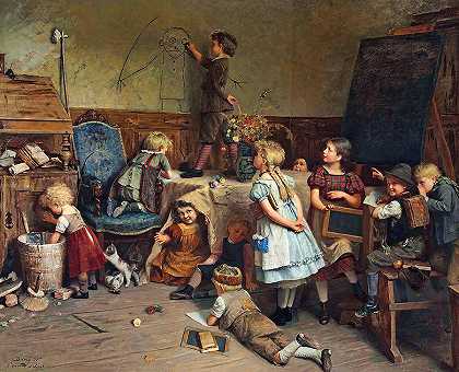 年轻艺术家-学校休会`The Young Artist – School Recess by Eduard Schulz