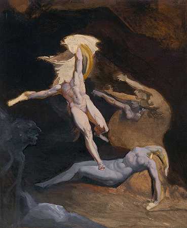 珀尔修斯从蛇发女怪的洞穴开始`Perseus Starting from the Cave of the Gorgons (1810–1820) by Henry Fuseli