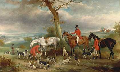托马斯·威尔金森（Thomas Wilkinson，M.F.H.）和赫斯渥斯猎犬`Thomas Wilkinson, M.F.H., with the Hurworth Foxhounds (1846) by John Ferneley
