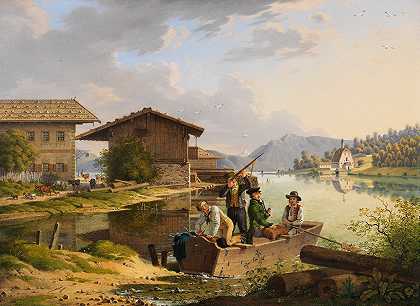 沃尔琴西湖风景`Blick auf den Walchensee (1820) by Carl Friedrich Heinzmann