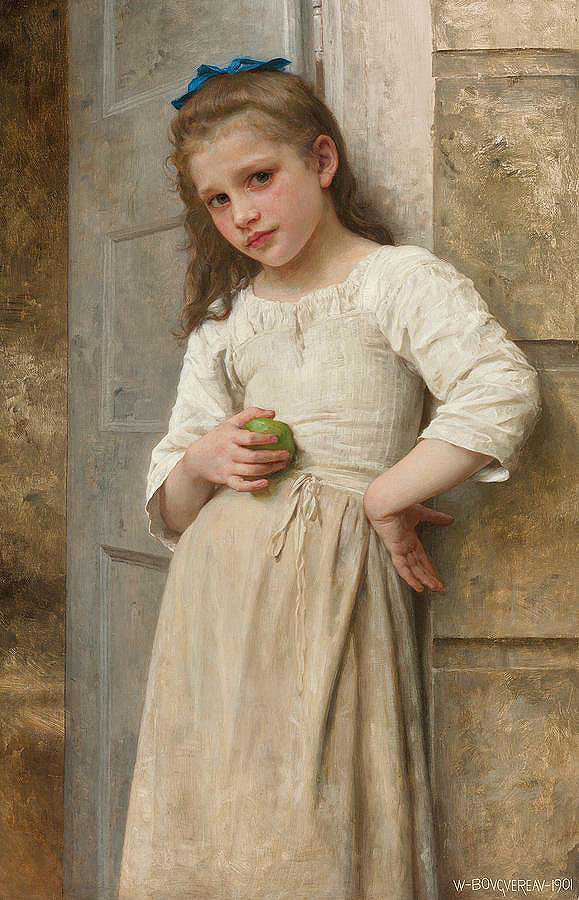 伊冯在门阶上`Yvonne on the Doorstep by William-Adolphe Bouguereau