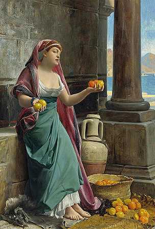 柑橘卖家`The Citrus Seller by Jean Lecomete Du Nouy