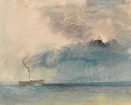 风暴中的划桨轮船`A Paddle~steamer in a Storm (ca. 1841) by Joseph Mallord William Turner