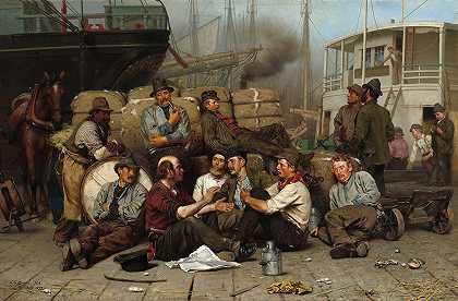码头工人现在是中午`The Longshoremens Noon (1879) by John George Brown