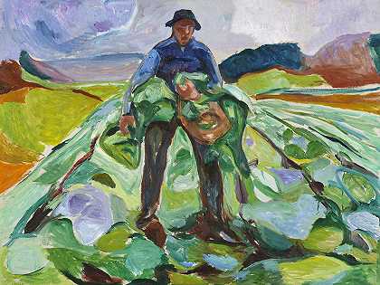 卷心菜地里的男人`Man in the Cabbage Field by Edvard Munch