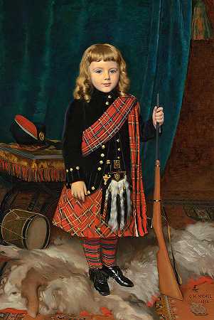 一个小男孩的肖像`Portrait of a Young Boy by Charles Hilaire Michel