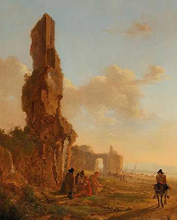 意大利式的废墟景观`An Italianate Landscape With Ruins by Jan Both