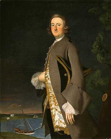 约翰·皮戈特船长肖像`Portrait of Captain John Pigott (circa 1752) by Joseph Blackburn