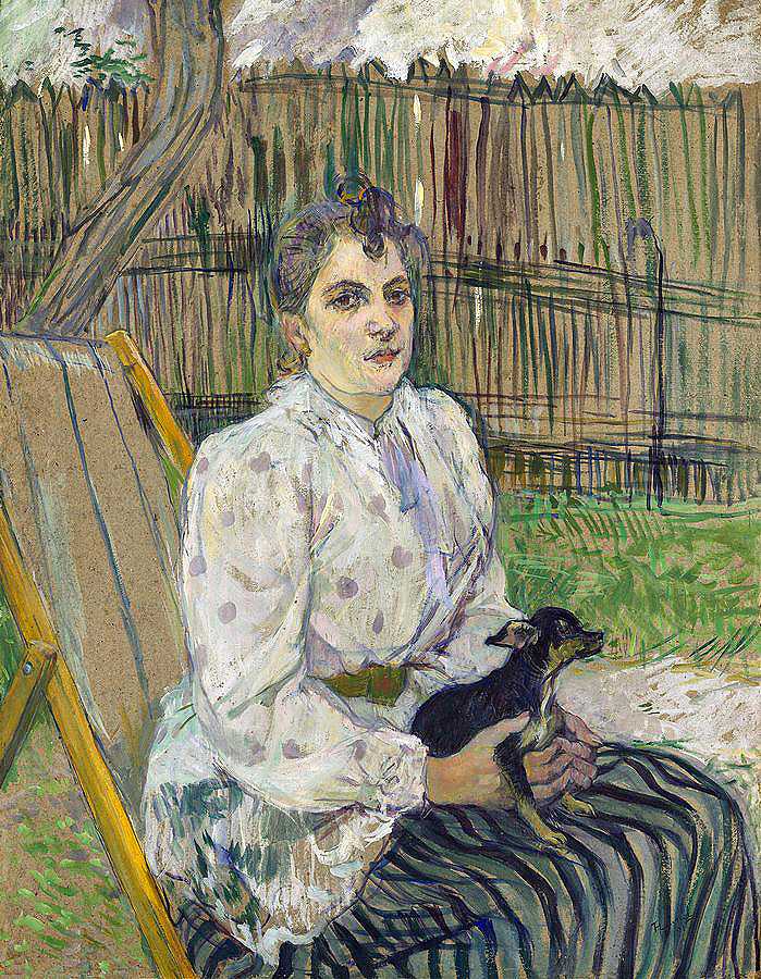带狗的女士`Lady with a Dog by Henri Toulouse-Lautrec