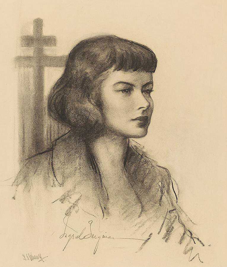 英格丽德·伯格曼1946`Ingrid Bergman 1946 by Samuel Johnson Wolf