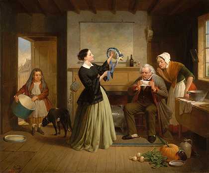 新帽子`The New Bonnet (1858) by Francis William Edmonds