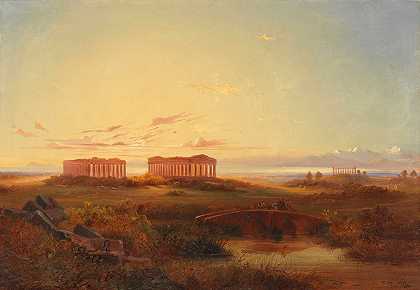阿格里根托神庙景观`View of the temples of Agrigento (1855) by Valentin Ruths