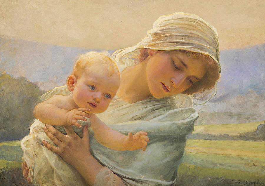 有孩子的母亲`Mother with Child by Franz Dvorak