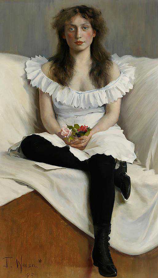 白衣少女画像`Portrait of a Young Woman in White by Torsten Wasatjerna