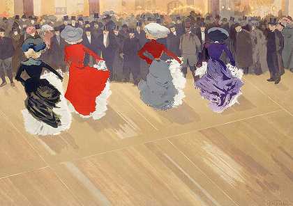 1902年红磨坊的四轮马车`The Quadrille at the Moulin-Rouge, 1902 by Louis Abel-Truchet