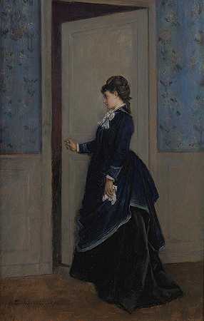 优雅的女士`An Elegant Lady (1894) by Auguste Toulmouche
