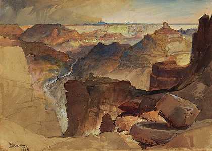 从鲍威尔高原、大峡谷眺望`View from Powell\’s Plateau, Grand Canyon by Frederic Edwin Church