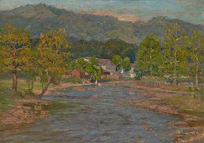 景观`Landscape (1899) by Theodore Clement Steele